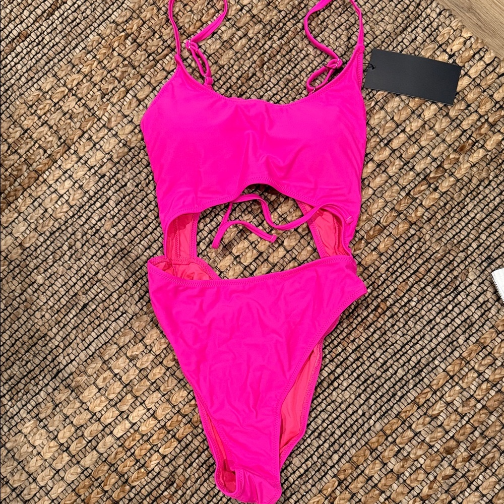 Hot Pink One-Piece Swimsuit with Cutout